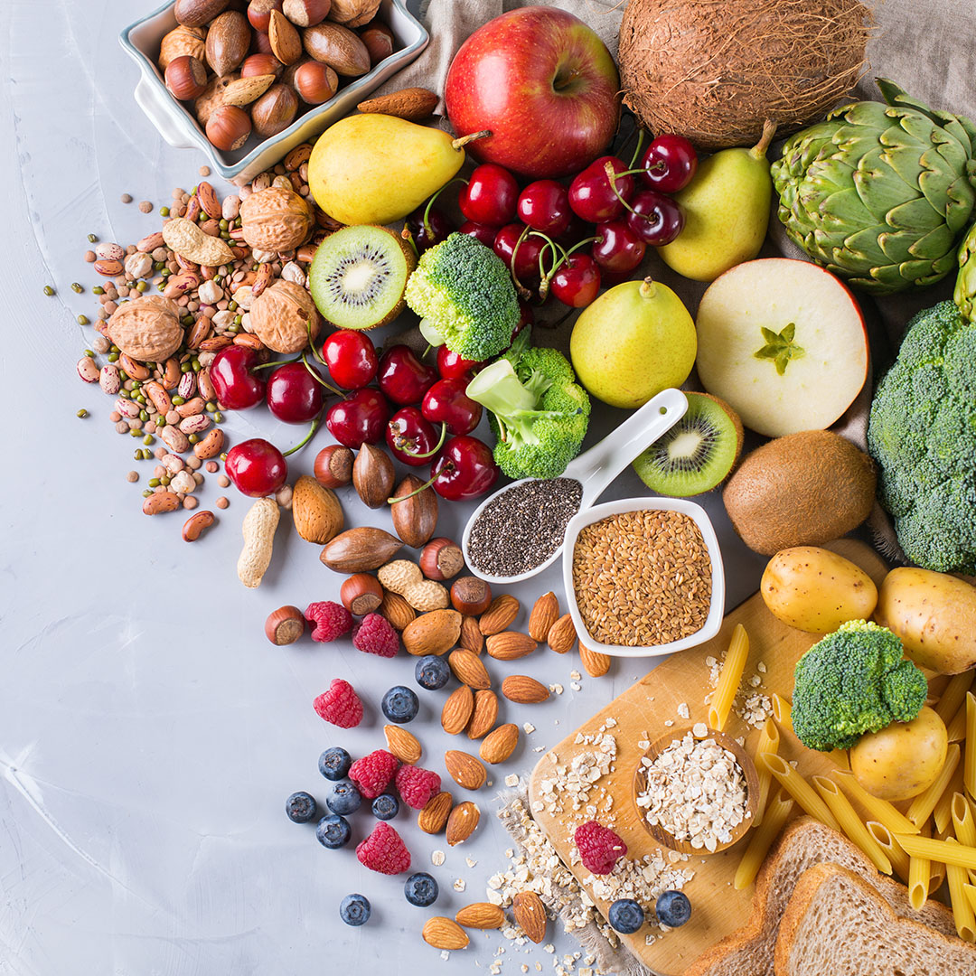 Selection of healthy rich fiber sources vegan food for cooking