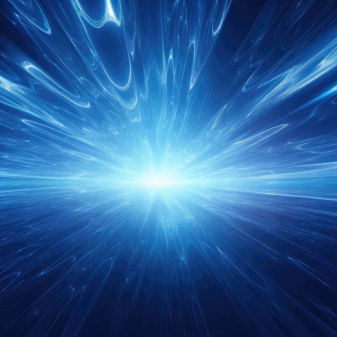 A 3D render of a hyperspace tunnel, filled with water and glowin